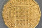 British Threepence coin dated 1956