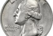 This is an old American quarter coin.